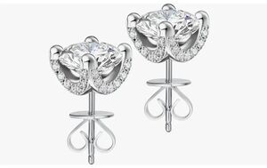 New~Genuine Moissanite Diamond 2Ct. Rose Cut Halo Design Stud Earrings~925SS